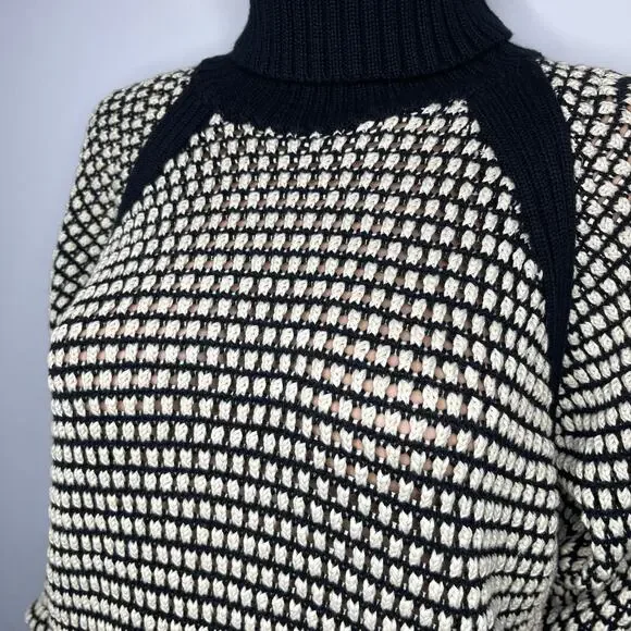 Cleobella womens Madison Knit Sweater Black/Ivory size Small Cotton Turtleneck - Picture 11 of 16